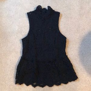 Black lace peplum top
